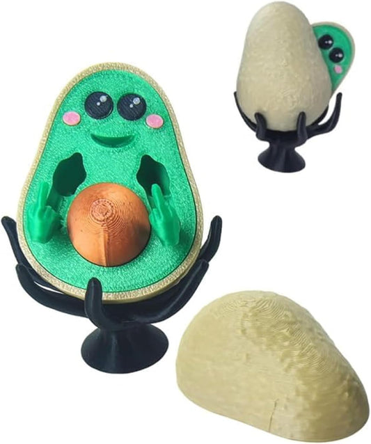 3D Printed Middle Finger Avocado, Bad Avocado Statue with Stand Figurine Cute Funny Statue Gift for Friends Family Desktop Decorative Ornaments (Beige)