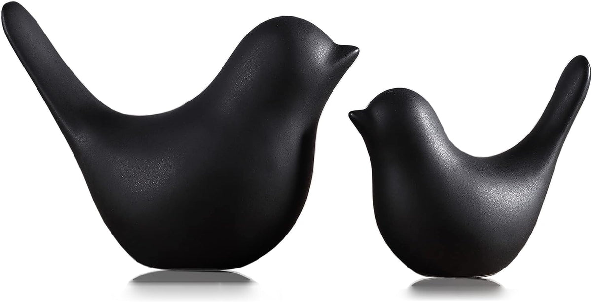 FANTESTICRYAN Small Birds Statues Home Decor, Modern Style, Black, S&L