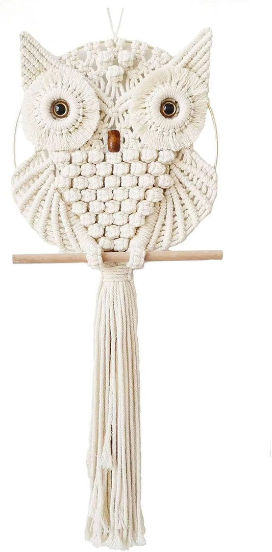 Achart Owl Macrame Wall Hanging-Hand Woven Boho Tapestry-Macrame Wall Decor