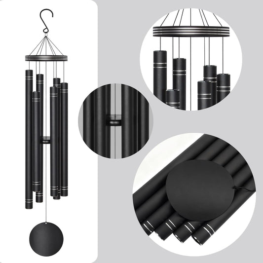 Suntimber Extra Large Wind Chimes for Outside Deep Tone,(EngravedLines,50")