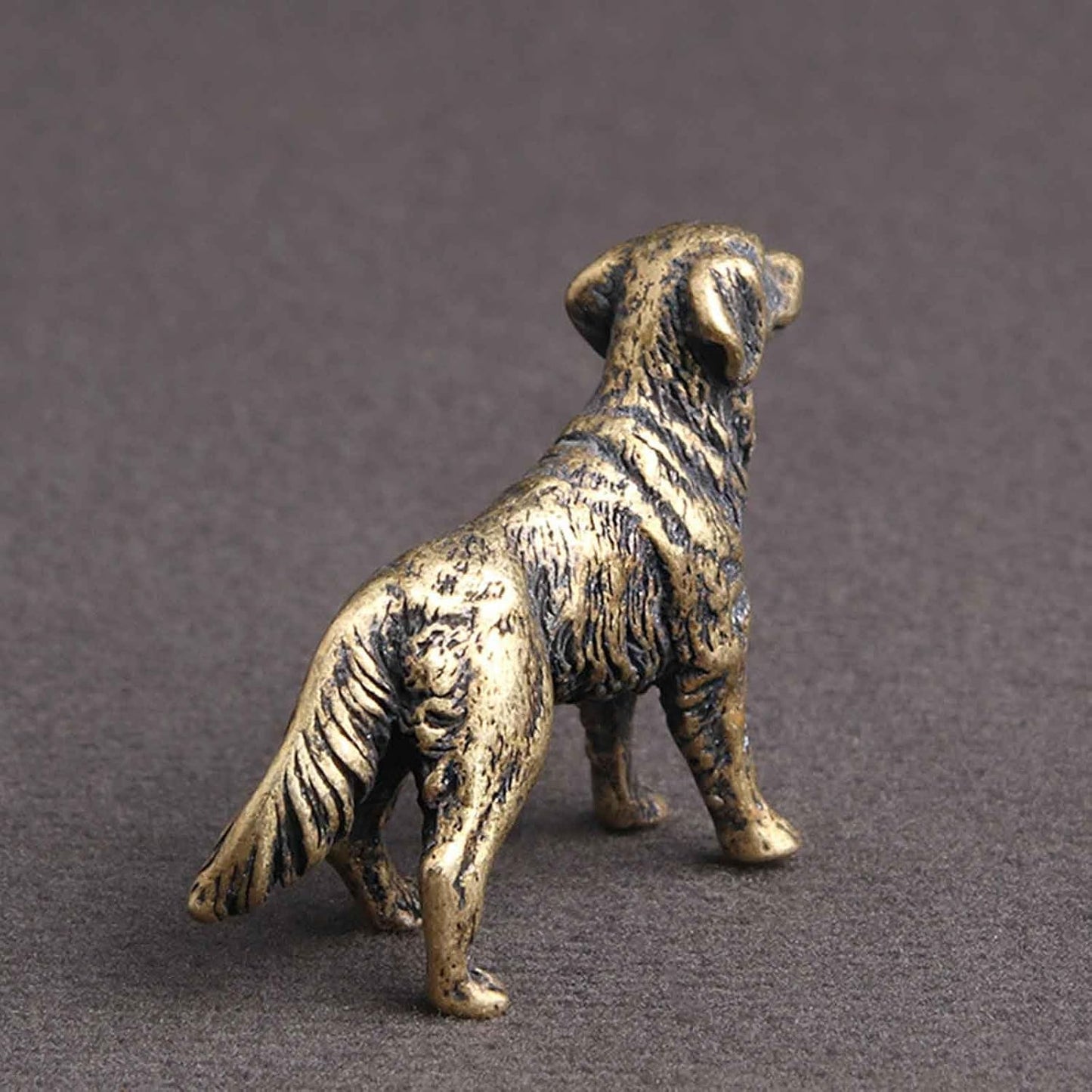 SnowOwl Brass Dog Figurine 1pcs, Small Statue House Sculptures, Animal Ornament Figurine Tea Pet Home Decor Table Office Decorative Collectible or Elders (dog-07)