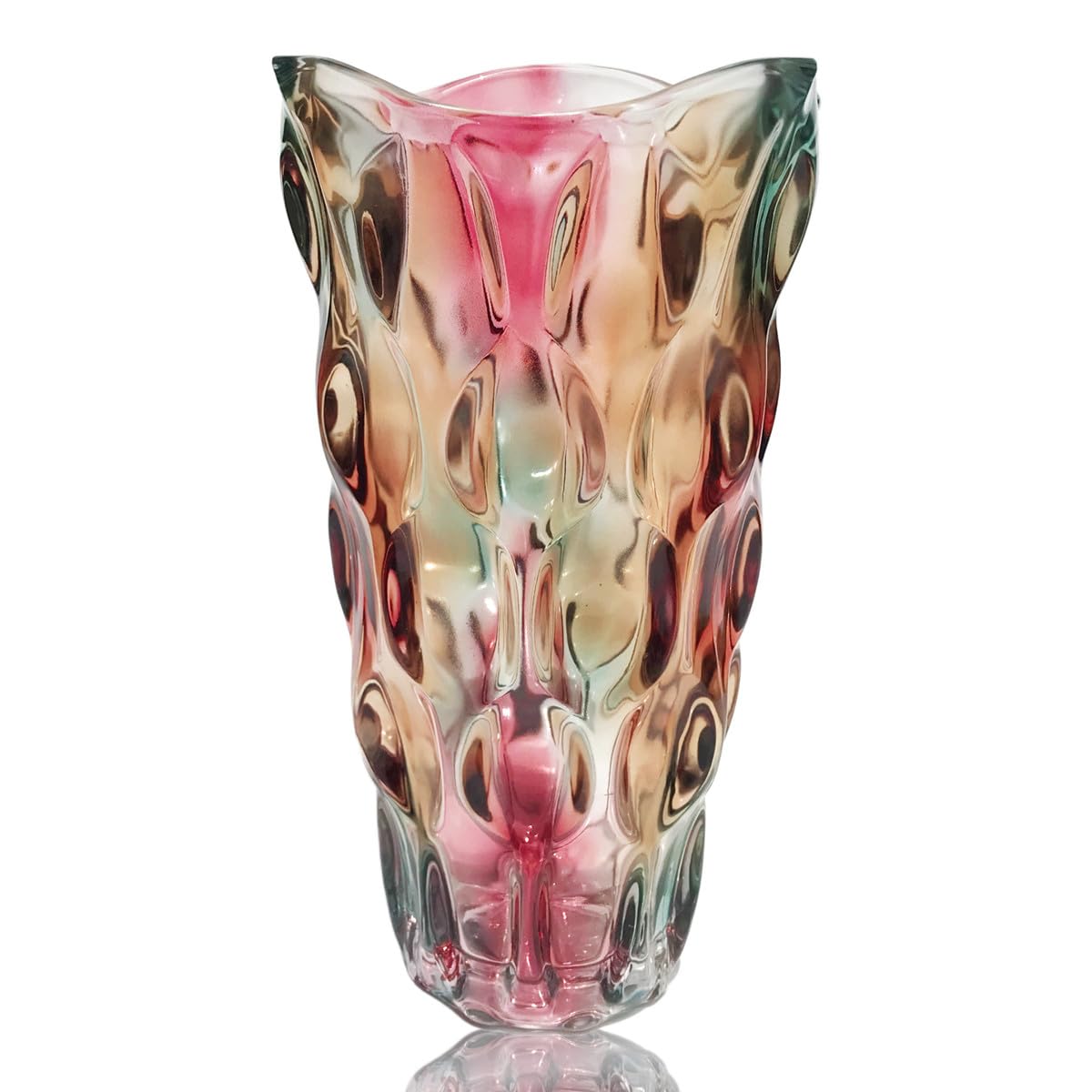 Heavy Glass Flower Vase Thickened 3.5lb 9.5inch Sparkle vase Bohemian Style, for Centerpieces,Wedding,Perfect Home Decor (Sparkle)
