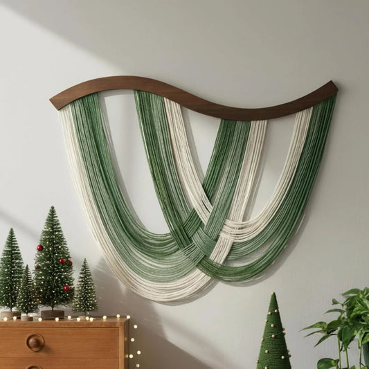 Cotton Lightweight Hangable Macrame Wall Hanging - Handmade Dip-Dyed Woven Tapestry, Wooden Boho Wall Decor (Sage Green Neutral Modern) for Bedroom, Living Room, 31.5x23.6in Hanging Home Decor, House Decor