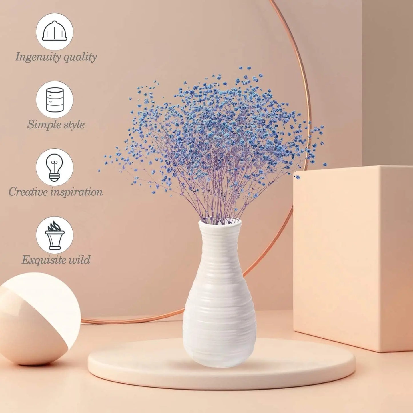 2pcs 8x2.7in White Plastic Vases, Creative Nordic Style Simple Flower Arrangement Decor, Ideal for Living Spaces, Wedding Ornaments & Gift Decoration (Home Improvement Garden Supplies)