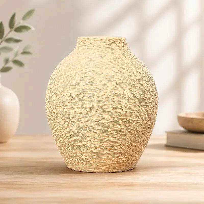 3D Printed Minimalist Textured Decorative Vase - Modern Home Decor Piece with Soft Matte Finish, Lightweight Durability for Small Floral Arrangements & Premium Display