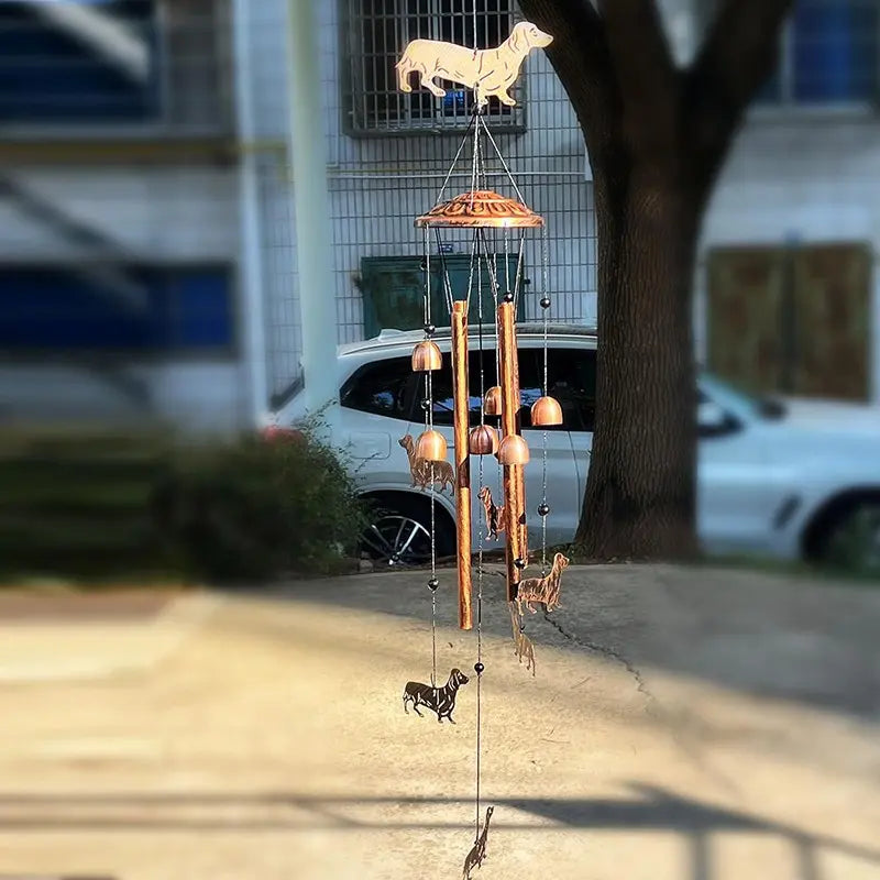 Dachshund Dog Decorative Wind Chime, Metal Windchimes for Outdoor Garden, Memorial/Housewarming/Birthday/Festival Gift for Women and Men, Front Yard Decor
