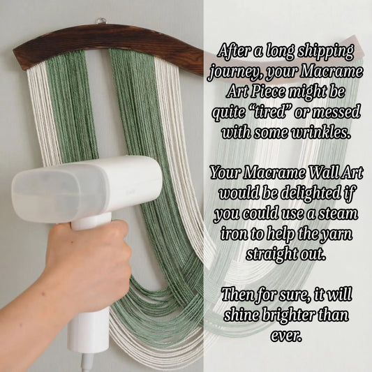 Cotton Lightweight Hangable Macrame Wall Hanging - Handmade Dip-Dyed Woven Tapestry, Wooden Boho Wall Decor (Sage Green Neutral Modern) for Bedroom, Living Room, 31.5x23.6in Hanging Home Decor, House Decor