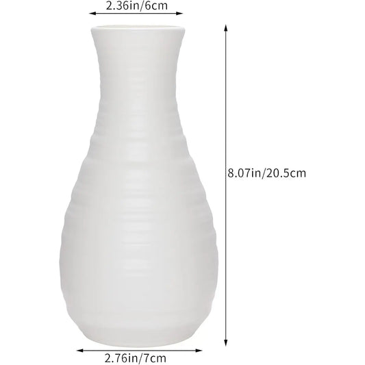 2pcs Nordic Round Plastic Flower Vases - Sleek, Elegant Craftsmanship Office/Home Decor, Dinner Parties Holiday Centerpieces, Artificial Flowers Vases, No Batteries Needed, White Versatile Ornaments