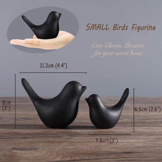 FANTESTICRYAN Small Birds Statues Home Decor, Modern Style, Black, S&L