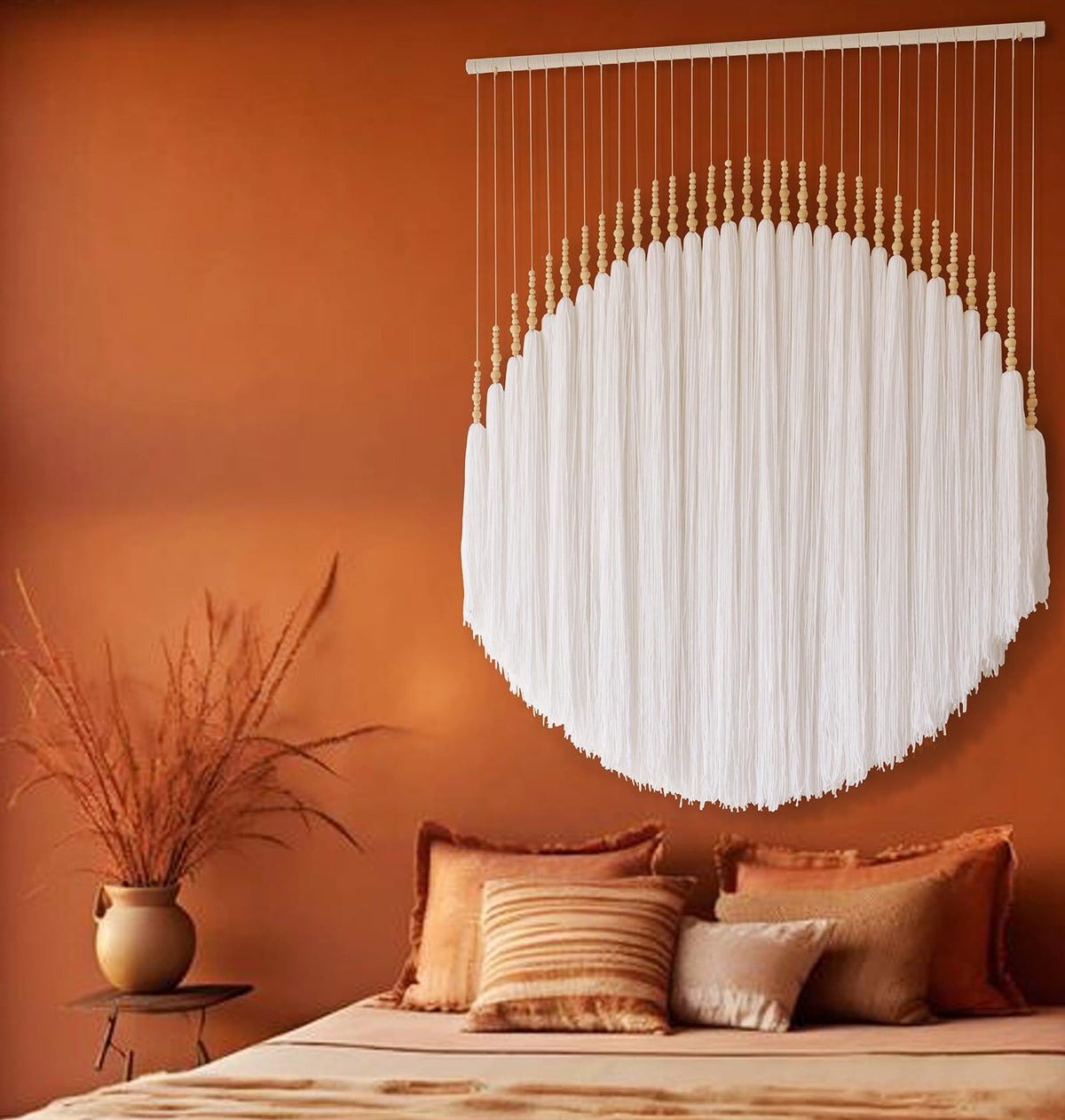 Macrame Wall Hanging Yarn Boho Handmade Wave Tassel Home Decor 47"W*39"L