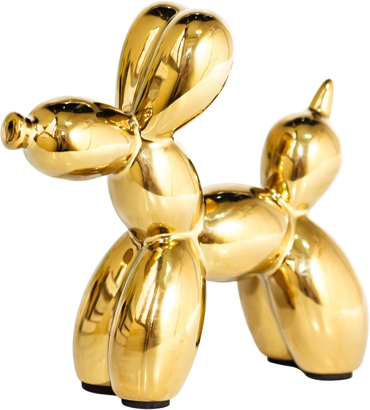 Ceramic Gold Balloon Dog Statue 4.3" Art Decor Sculpture