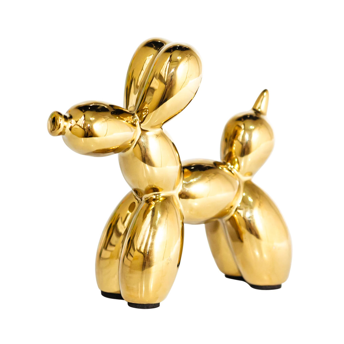 Ceramic Gold Balloon Dog Statue 4.3" Art Decor Sculpture