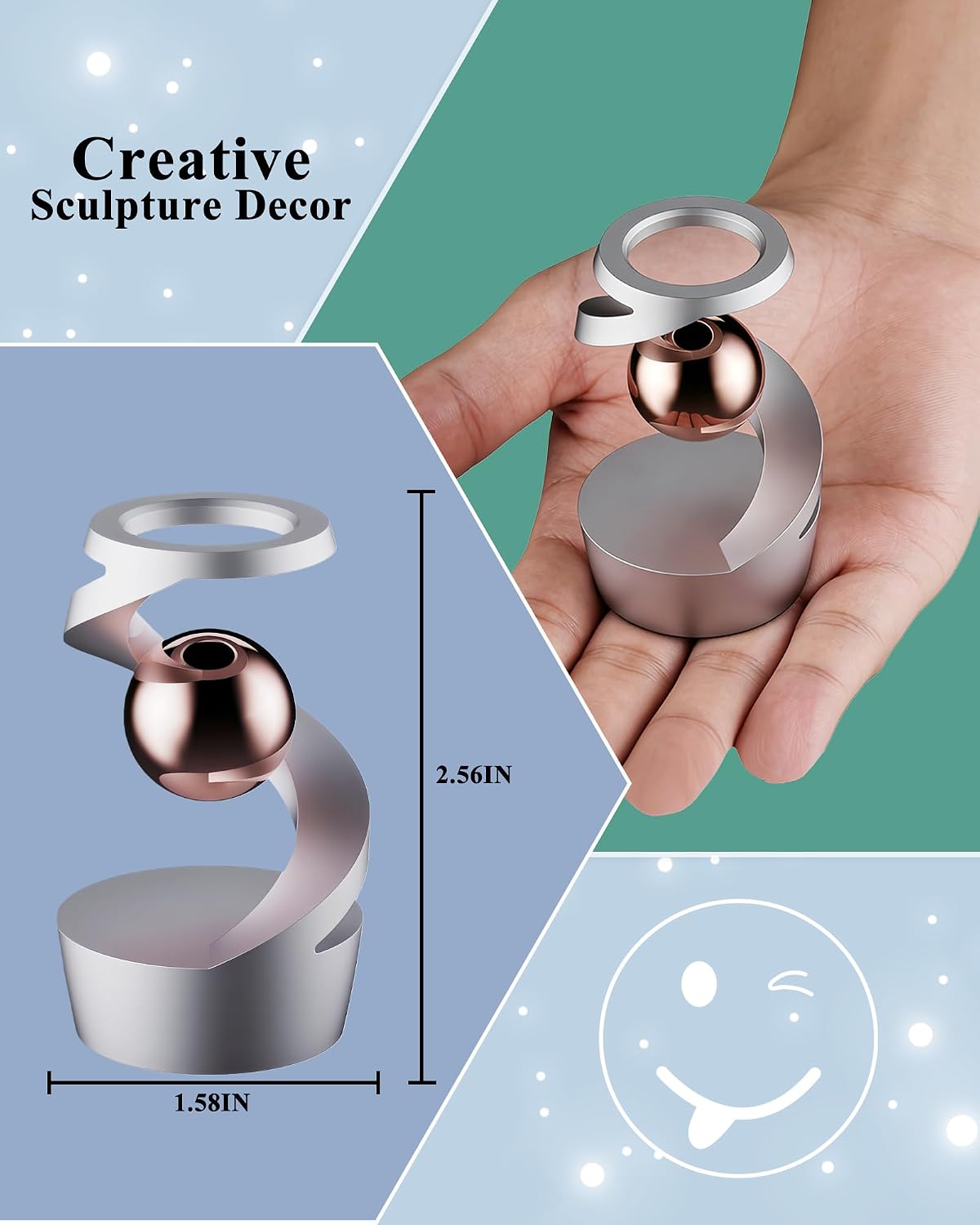 Fidget Toys Adult, Levitating Spinning Gyroscope Desktop Decoration Optical Illusion Spinner Hypnotic Sculpture Ornament ，Cool Toys and Games Suitable for Adults, Teenagers, and Children