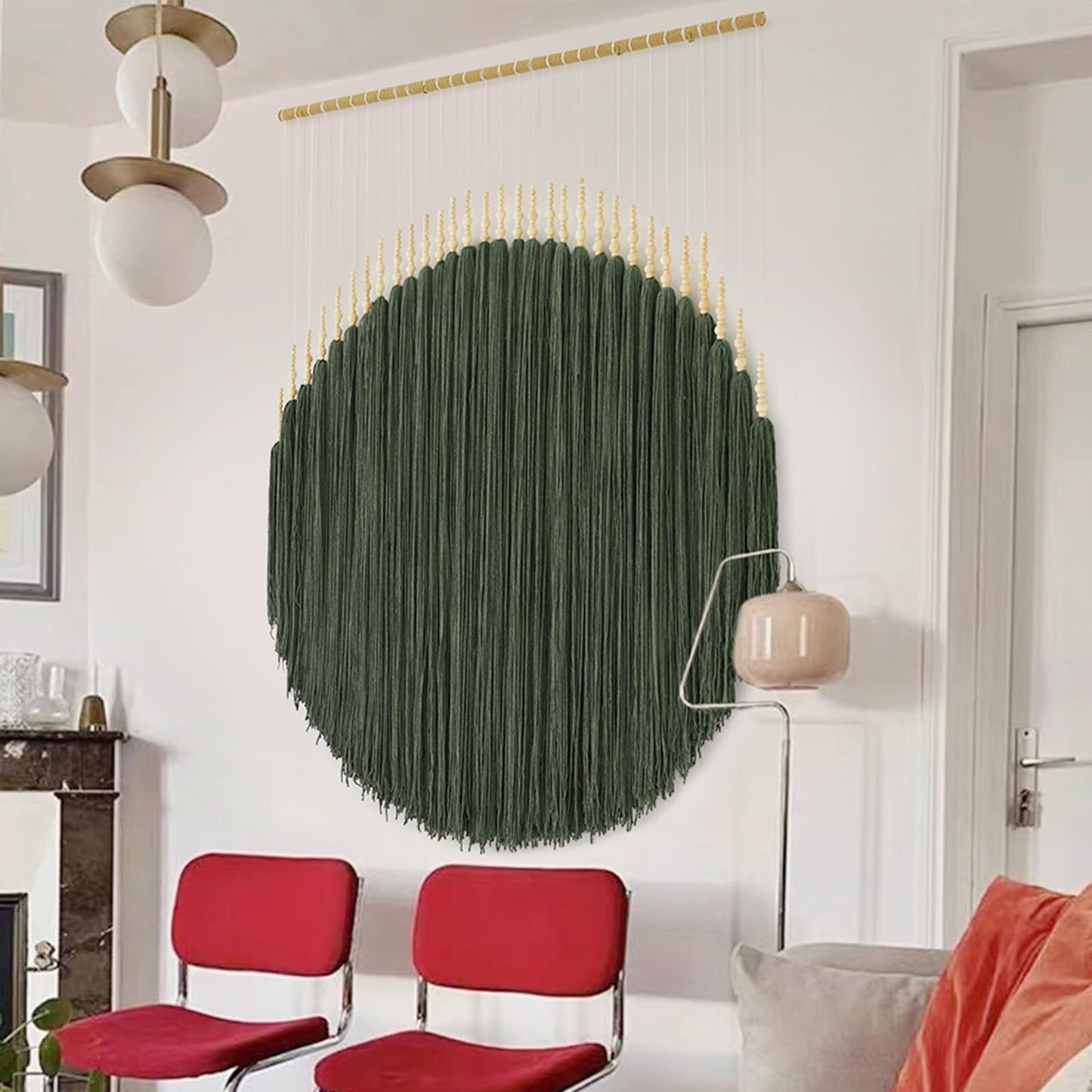 Macrame Wall Hanging Yarn Boho Handmade Wave Tassel Home Decor 47"W*39"L
