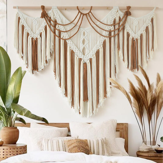 Macrame Wall Hanging Handwoven Geometric Tapestry Woven Decor 47" W*35" L