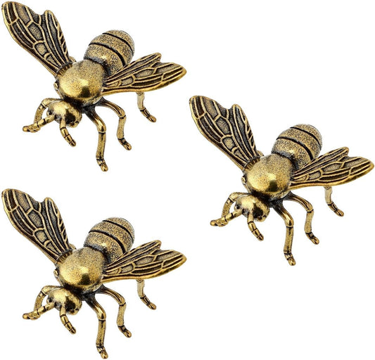 TOYANDONA 3pcs Small Bee Decor Resin Bee Figurines Desktop Ornament with Flat Bottom Mini Tabletop Decor for Home Office Shelf and Decorations for Home