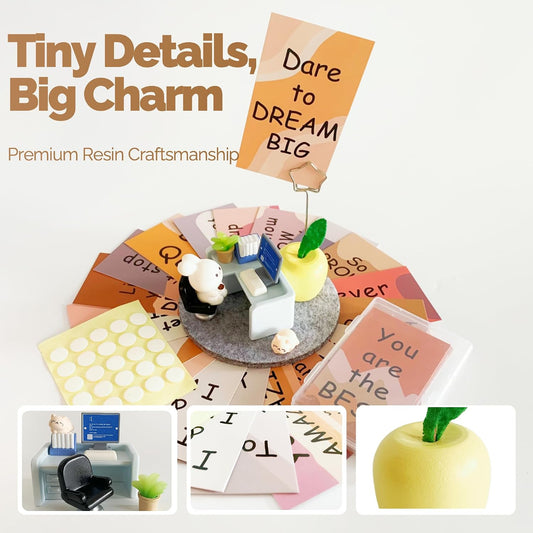 Emotional Support Bunny Desk Decor Set, Miniature Office Figurine