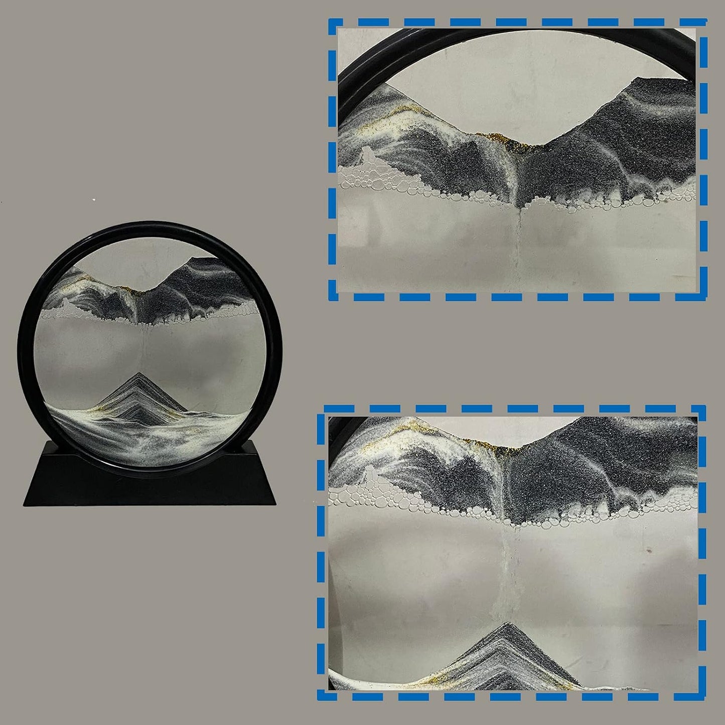 HYUGF Moving Sand Art Picture, 3D Deep Sea Liquid Motion Sand(Black, 7")