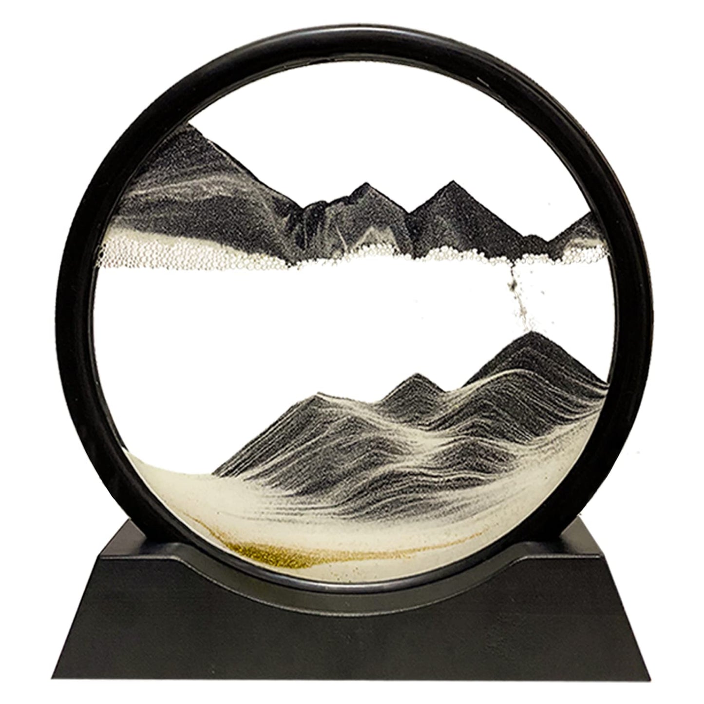 HYUGF Moving Sand Art Picture, 3D Deep Sea Liquid Motion Sand(Black, 7")