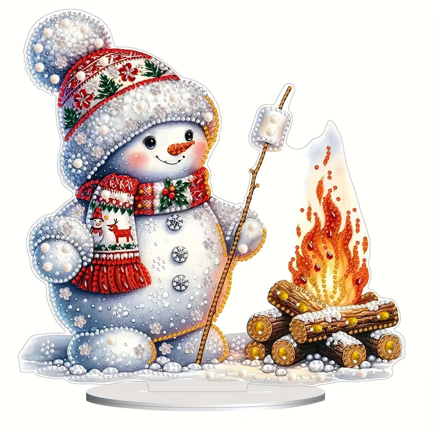 Christmas DIY Diamond Desktop Ornament, Double Sided Special Shaped Diamonds Art Kits, 5D Tabletop Ornaments for Adult Beginner Home Office Decor Crafts Gift (Snowman 01)