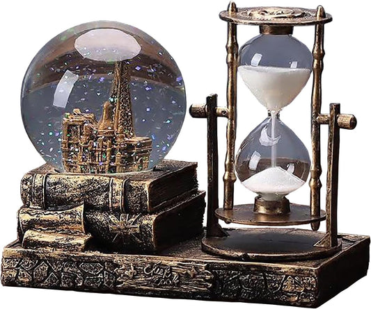 Snow Globe with Hourglass Light Music Vintage Paris Eiffel Tower Home Decor