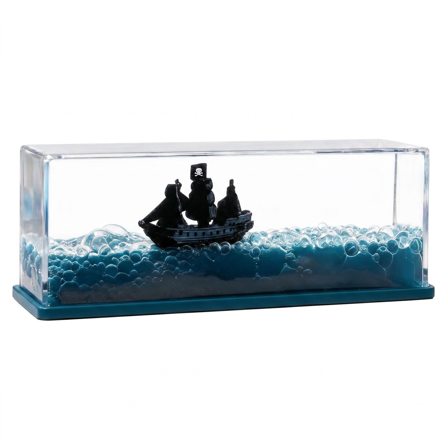 Unsinkable Black Pearl Pirate Ghost Ship in a Fluid Drift Bottle