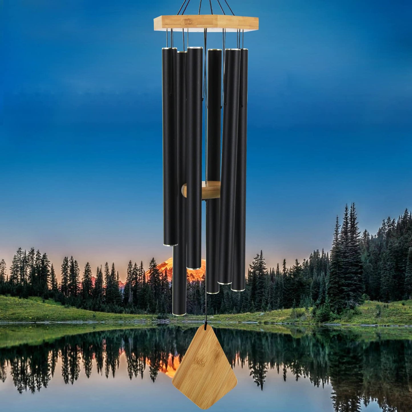 Memorial Wind Chimes 30 inch Black Deep Tone Sympathy Gift Patio Porch Home