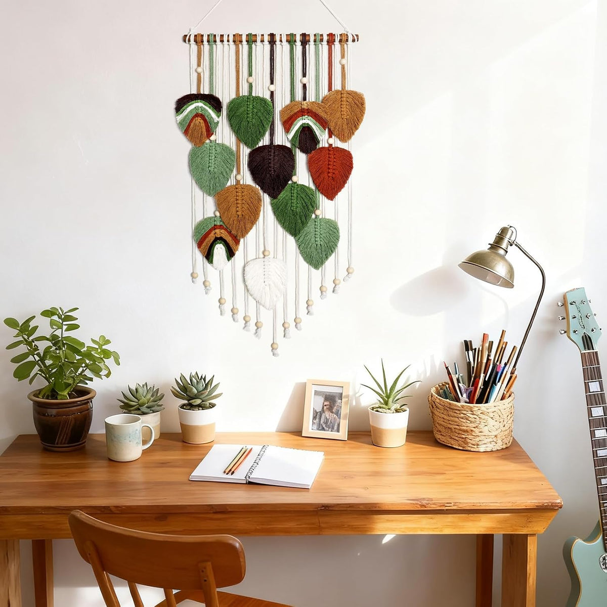 MEIVINES Macrame Wall Hanging Boho Woven Tapestry Macrame Wall Art Decor