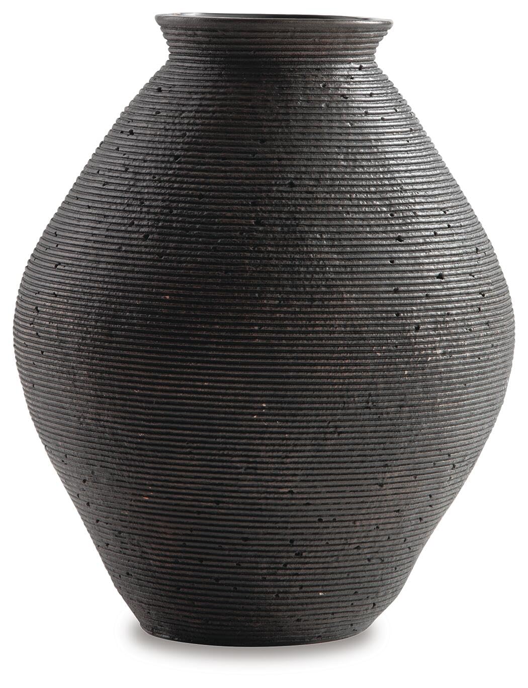 Signature Design by Ashley 12-Inch Ribbed Resin Decorative Vase, Tan Finish