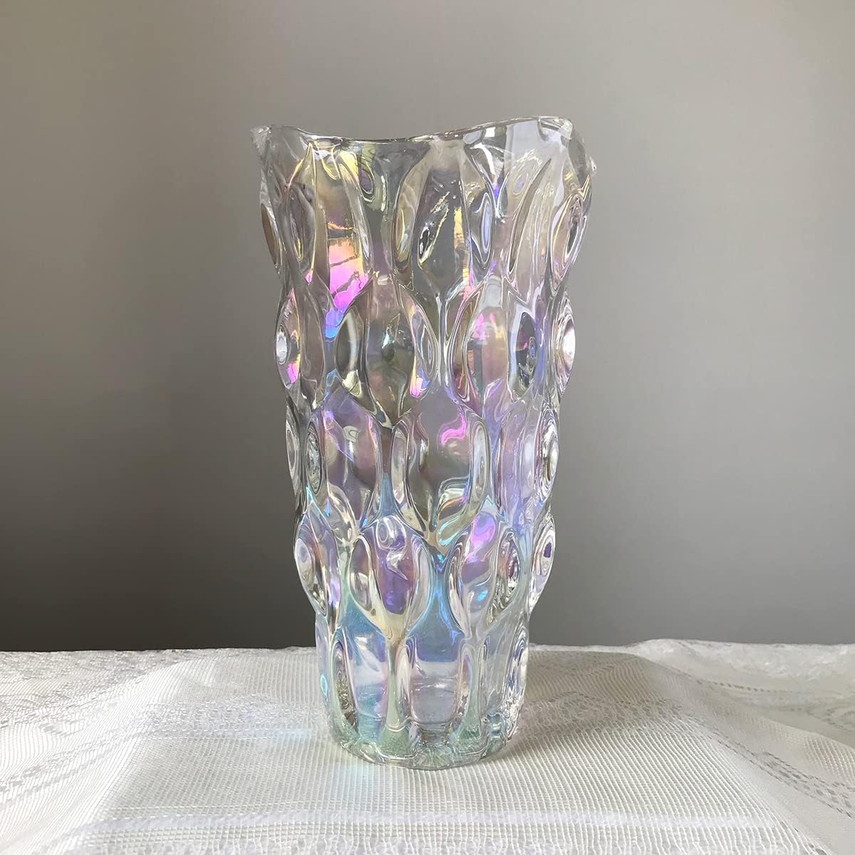 Heavy Glass Flower Vase Thickened 3.5lb 9.5inch Sparkle vase Bohemian Style, for Centerpieces,Wedding,Perfect Home Decor (Sparkle)