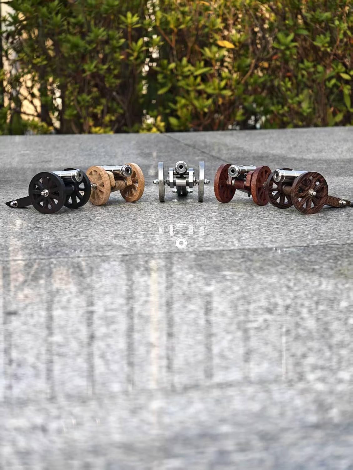 TIETHEKNOT Mini Napoleon Cannon Model, 304 Stainless Steel & Wood, Vintage Desktop Ornament, Handcrafted Collection, Christmas Birthday Gift for Men (Full Stainless Steel)
