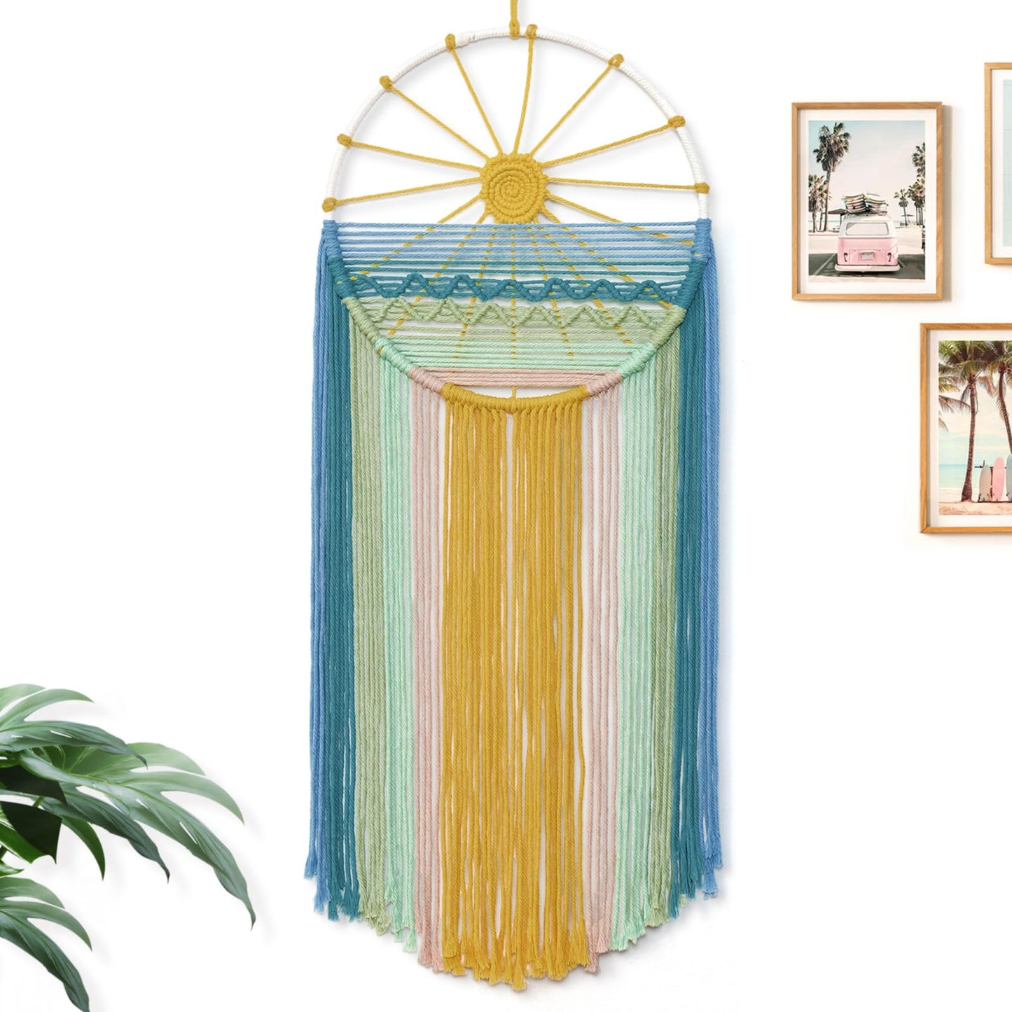 MEIVINES Macrame Wall Hanging Boho Woven Tapestry Macrame Wall Art Decor