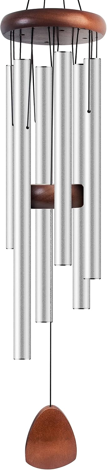 Bursvik 37" Aluminum Wind Chimes for Outside (Silver), Patio Zen Decor Gift