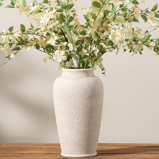 Ceramic Flower Vase, Large Flower Vase Tall Rustic Farmhouse Decorative Vase Floral Pottery Vases for Home Decor Table Living Room Entryway Mantel Bedroom Bathroom Kitchen - 11" W
