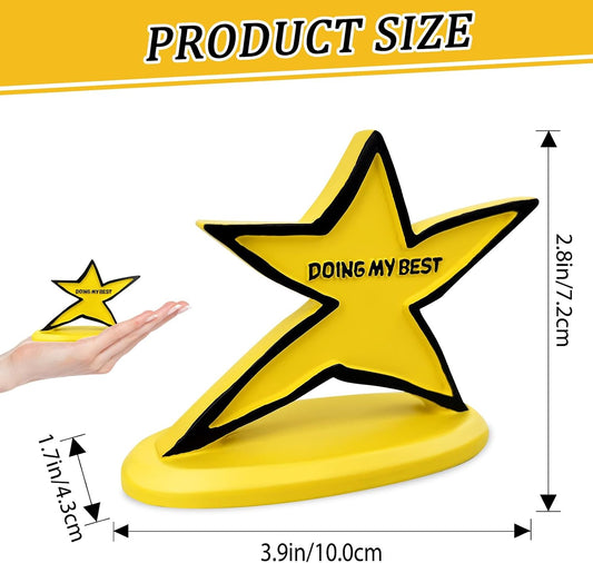 Funny Star Trophy - Doing My Best Desk Ornament | Inspirational & Motivational Gift for Students, Employees, Kids, Friends | Cute Desktop Decor for Office, Home, School, Team Events