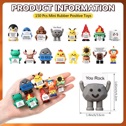 Gejoy 16 Pcs Mini Rubber You Rock Toys Mini Positive Figures Gifts, Novel
