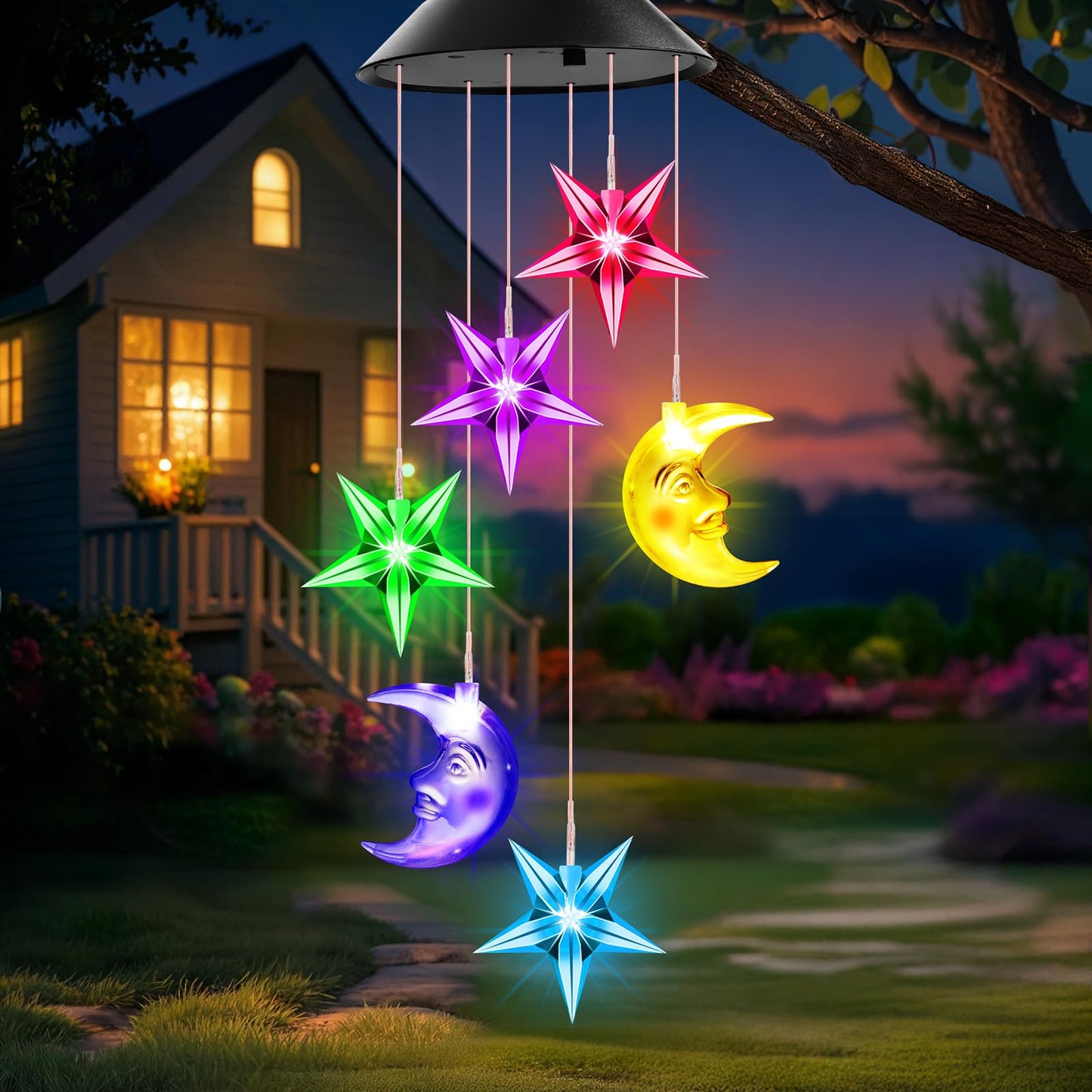 Winzwon Solar Wind Chimes, Christmas Gardening Hummingbird Gifts for Women