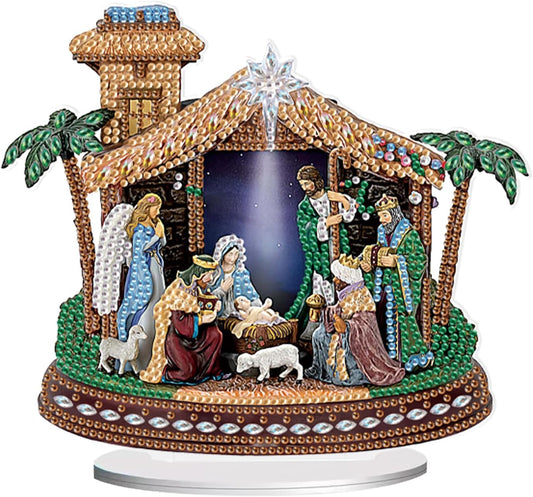 Tontut Diamond Painting Desktop Decorations for Religious Family Gatherings 5D DIY Special Diamond Art Decoration Set for Adults, Office Desktop or Christmas Holiday Display Crafts