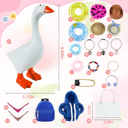 Desk Mini Goose Key Holder 7 Inch with Outfits and Accessories Desktop Magnetic Small Porch Goose Able Decor for Home House Office Bedroom (Basic Style)