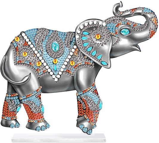 antor Animal Diamond Painting Table Top Ornaments Kit Elephant DIY 5D Diamond Art Desktop Decorations Special Beads by Number Mosaic Arts Crafts for Home Office Tabletop Decor