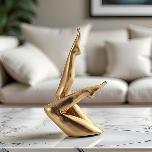Golden Legs Sculpture Resin Statues Living Room Home Decor Bent Leg