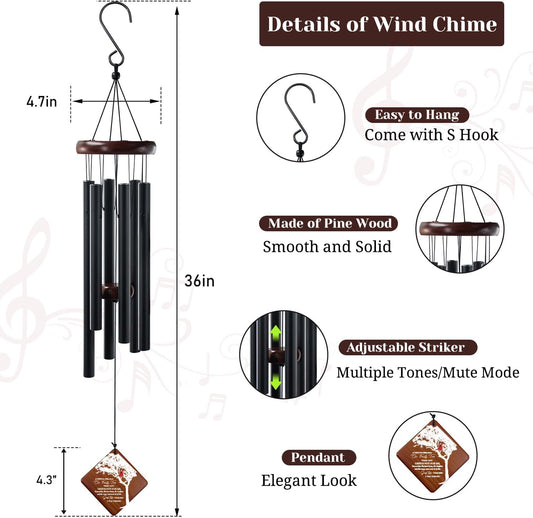 Memorial Wind Chimes for Outside, 36" Memorial Gifts for Loss of Loved One