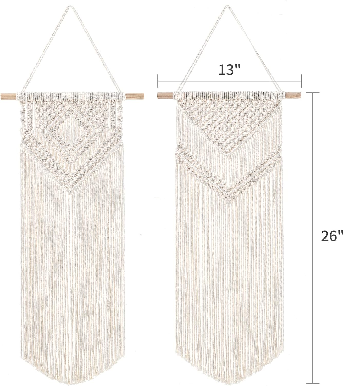 Dahey 2Pcs Macrame Wall Hanging Boho Tapestry Wall Art Bedroom Decor,Medium