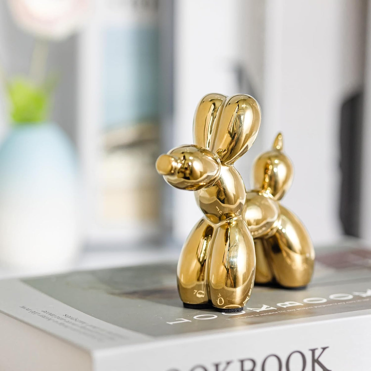 Ceramic Gold Balloon Dog Statue 4.3" Art Decor Sculpture
