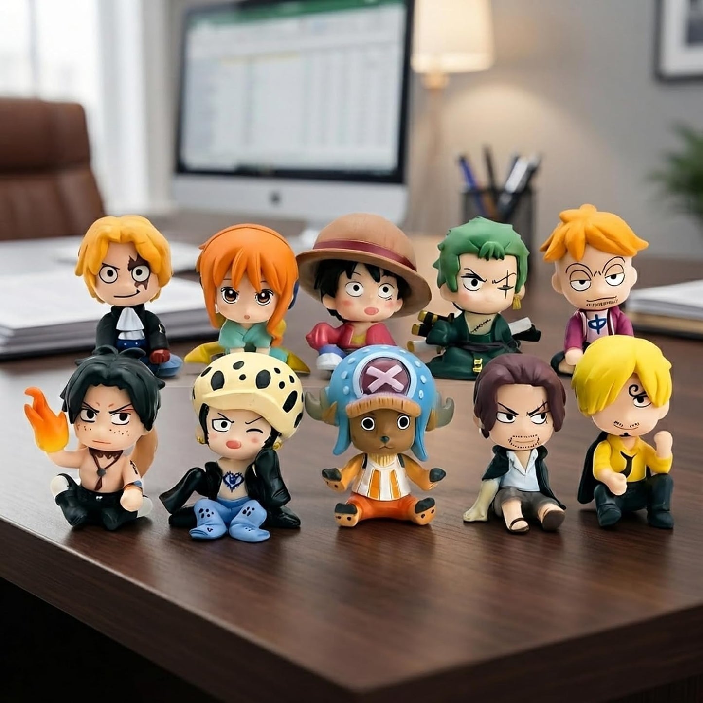 10Pcs One Piece Desktop Ornament, Exquisite Model Ornaments, Creative Anime Peripheral Gifts for Fans