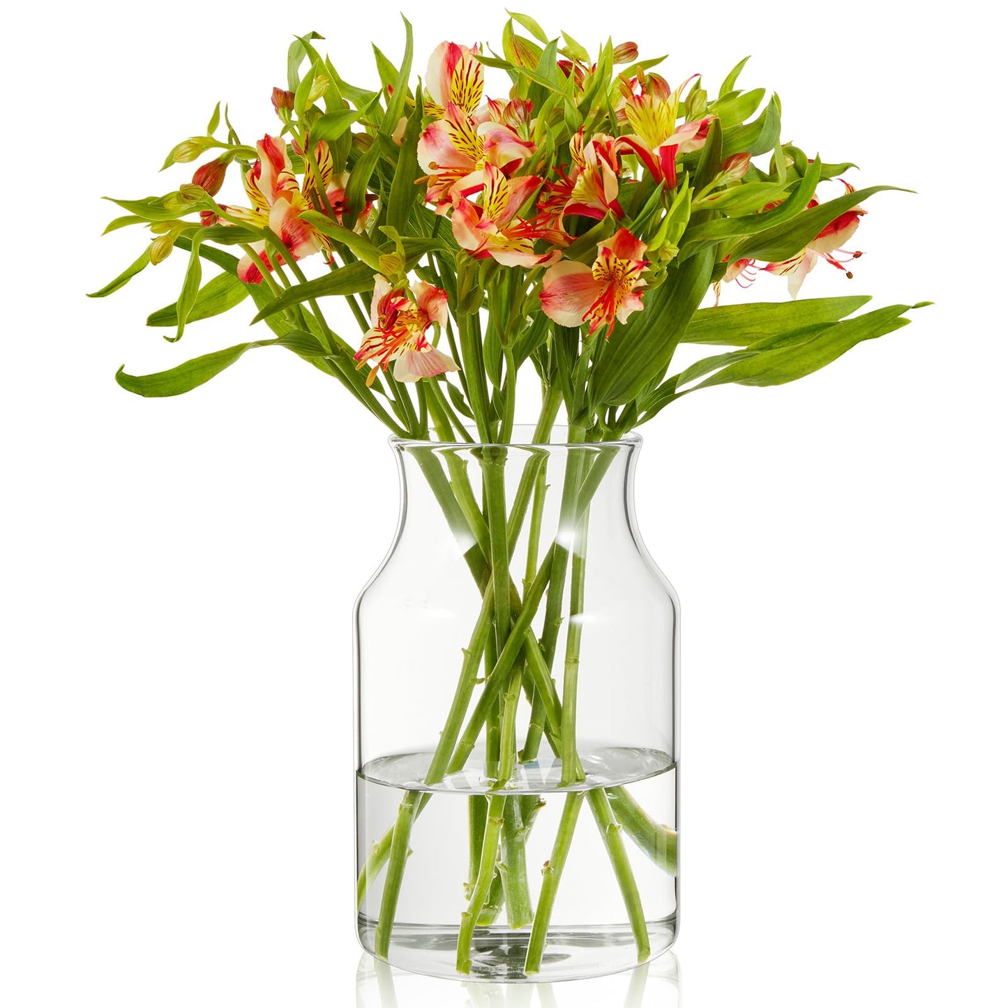Clear Glass Vase, Large Flower Vase, 8-inch Glass Flower Vase for Plants, Wide Mouth Vase for Home, Wedding, Living Room, Dining Table