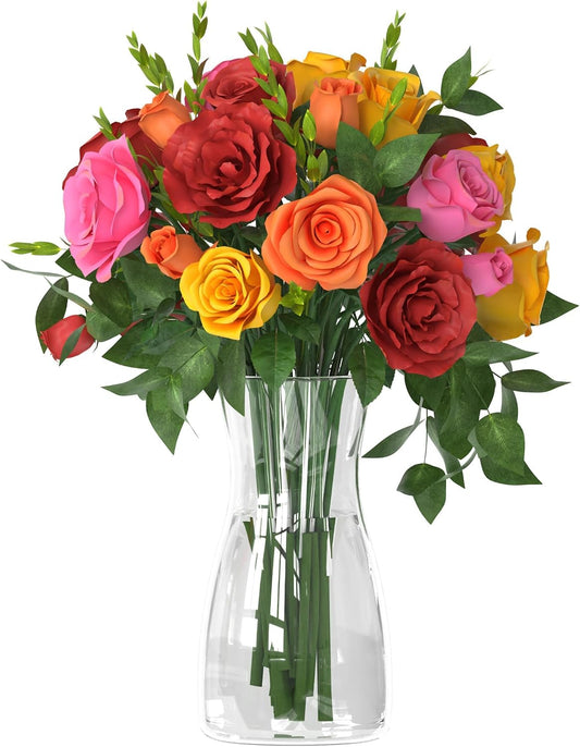 Der Rose 8" Flower Vase Clear Glass Vase for Wedding Centerpiece Decor Gift