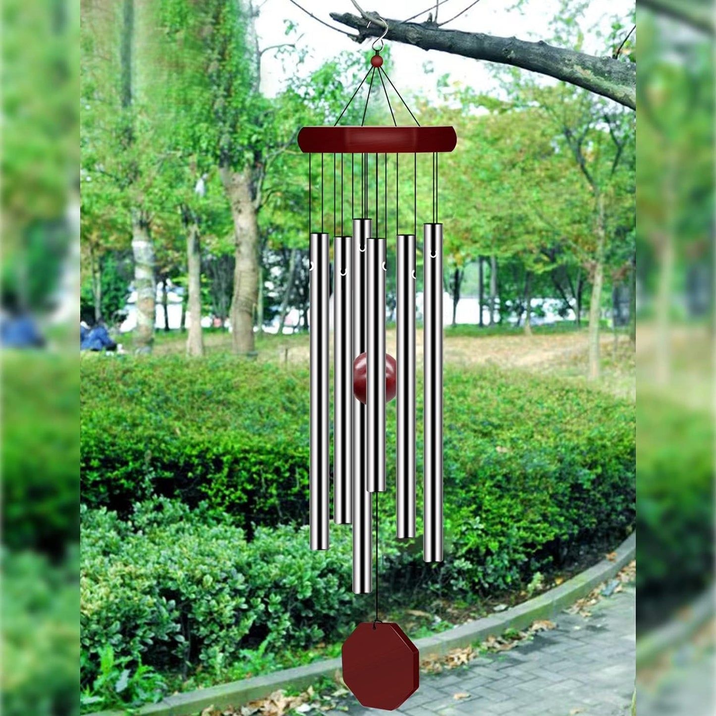2 Pack Pgzsy Memorial Wind Chimes Outdoor Large Deep Tone, Elegant Sympathy Wind-Chime Personalized with 6 Tuned Tubes for Garden Patio Balcony and Home