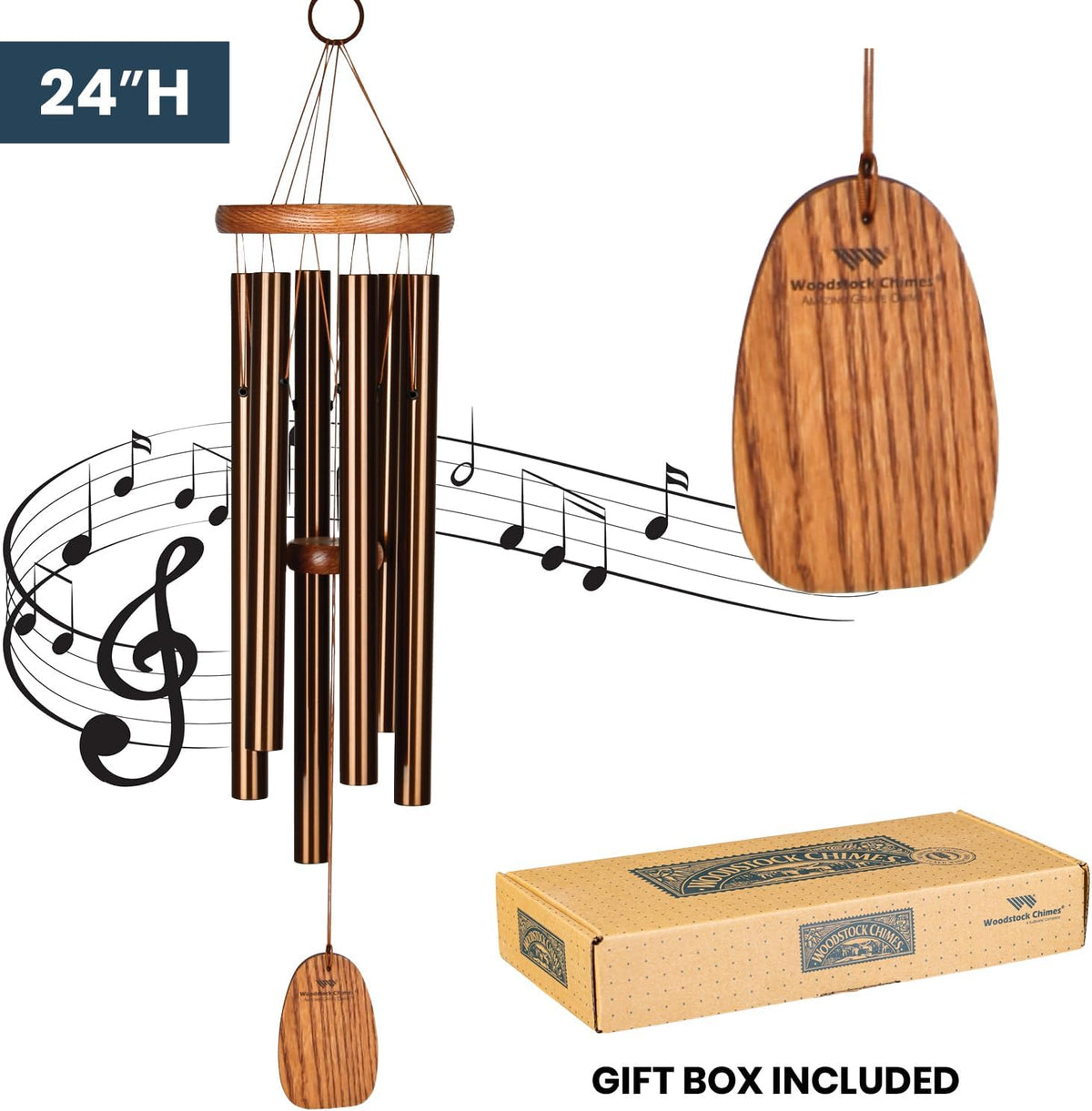 Woodstock Wind Chimes Amazing Grace Chime Medium (24'') Bronze Wind Chime Inspirational and Memorial Gifts Wind Chimes for Outside Patio Home or Garden Decor