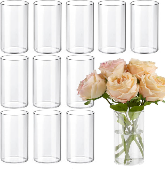 TBWIND 12pcs 6 Inch Clear Glass Cylinder Vases for Centerpieces